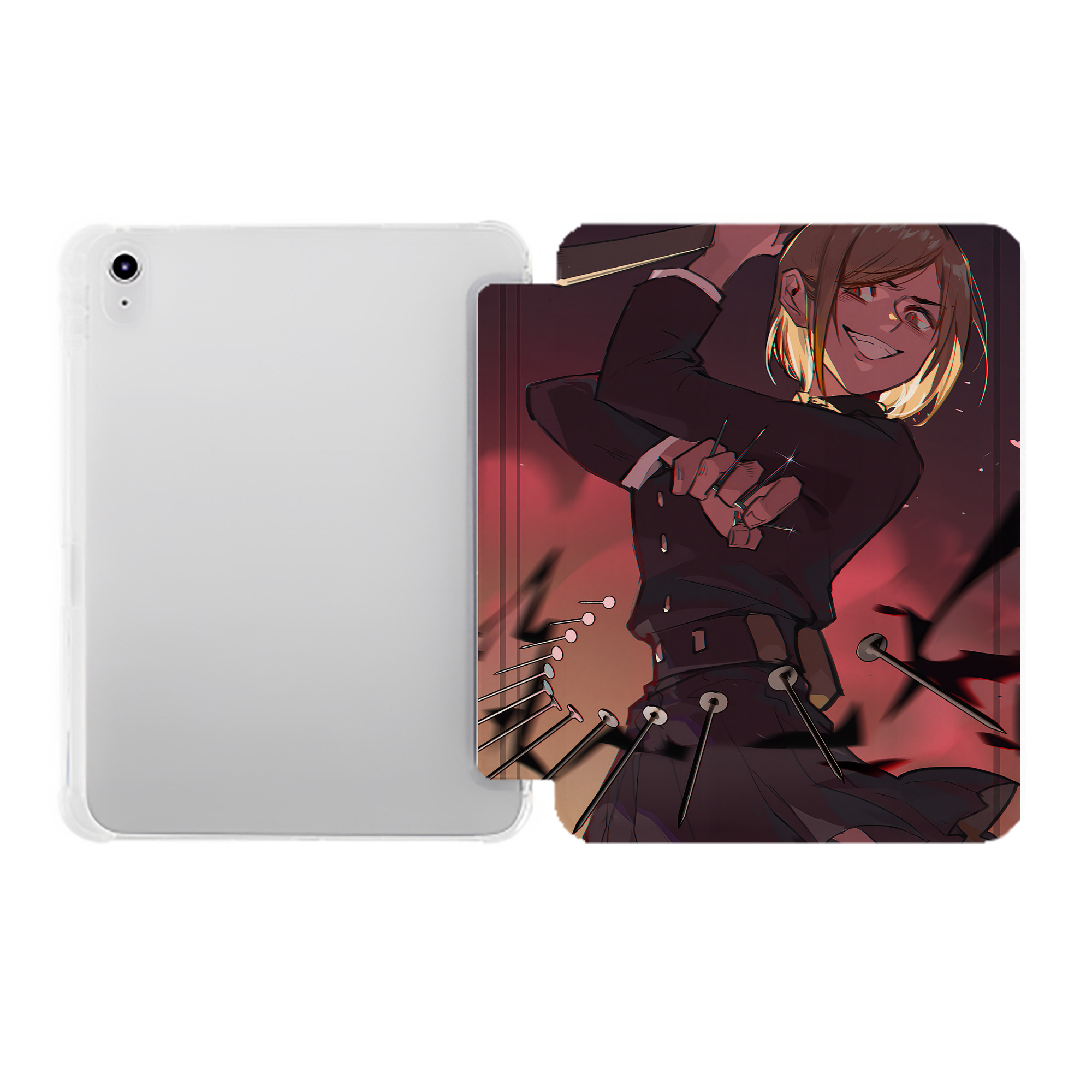 （画像用） 呪術廻戦 Jujutsu Kaisen IPad ケース ペン収納付き 三つ折りスタンド PUレザー×シリコン 対応機種9.5/10.5/10.9インチ